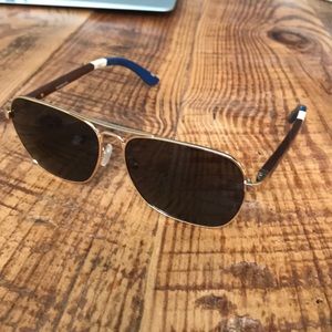 Toms Maverick Gold & Walnut Aviator Sunglasses